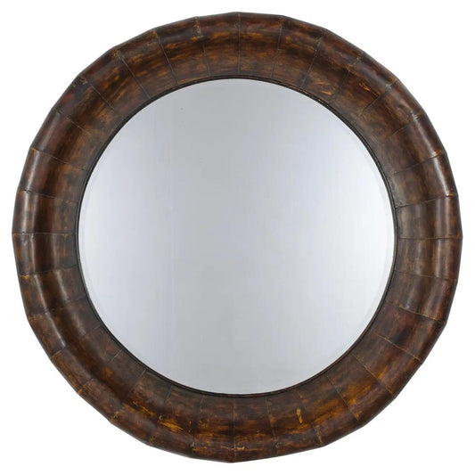Mid-Century Parchment Circular Mirror