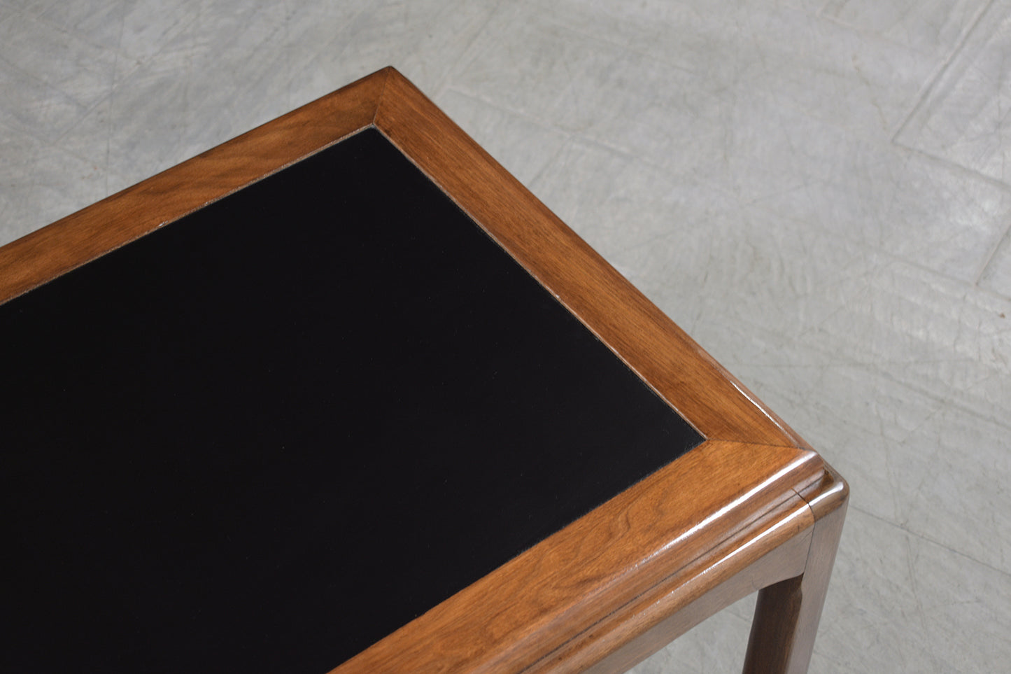 1960s Restored Mid-Century Modern Walnut Side Table with Black-Laminated Center