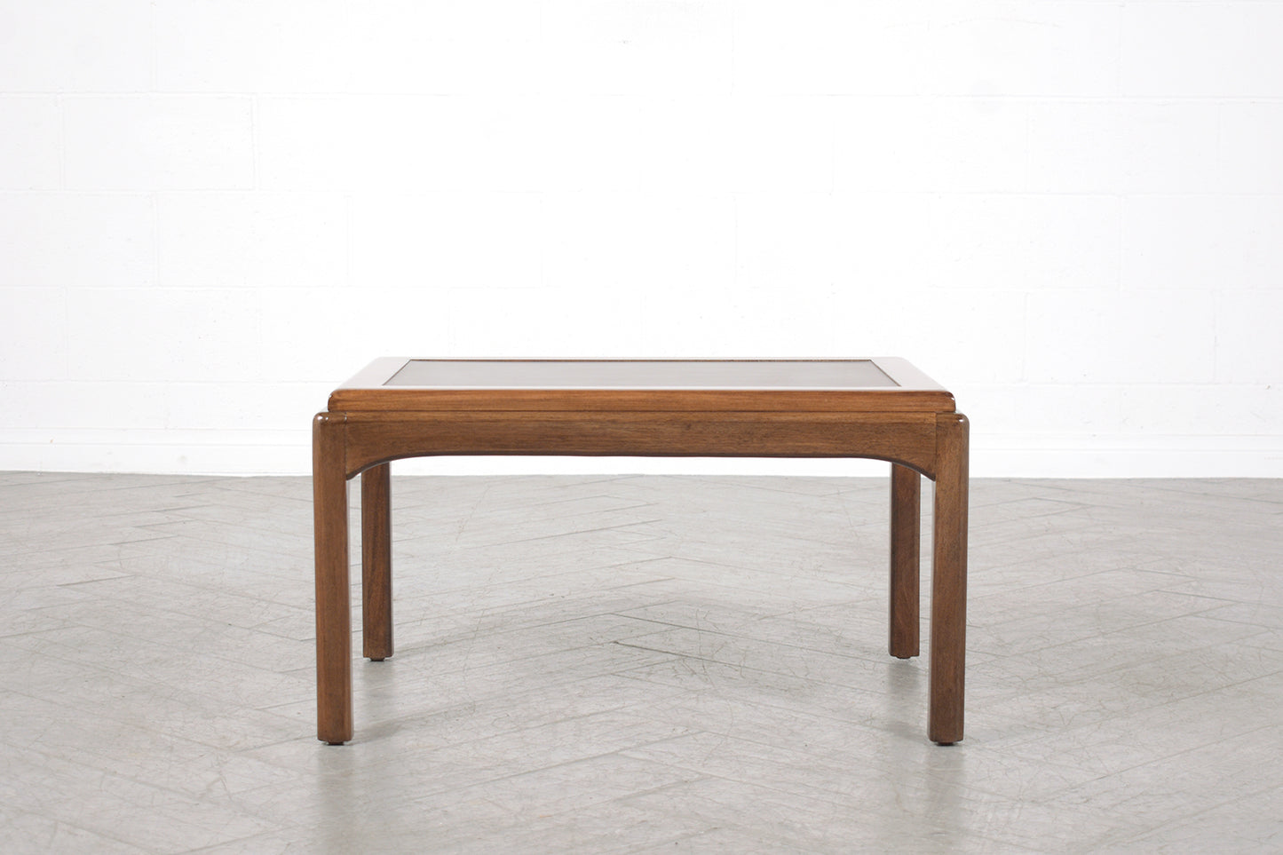 1960s Restored Mid-Century Modern Walnut Side Table with Black-Laminated Center