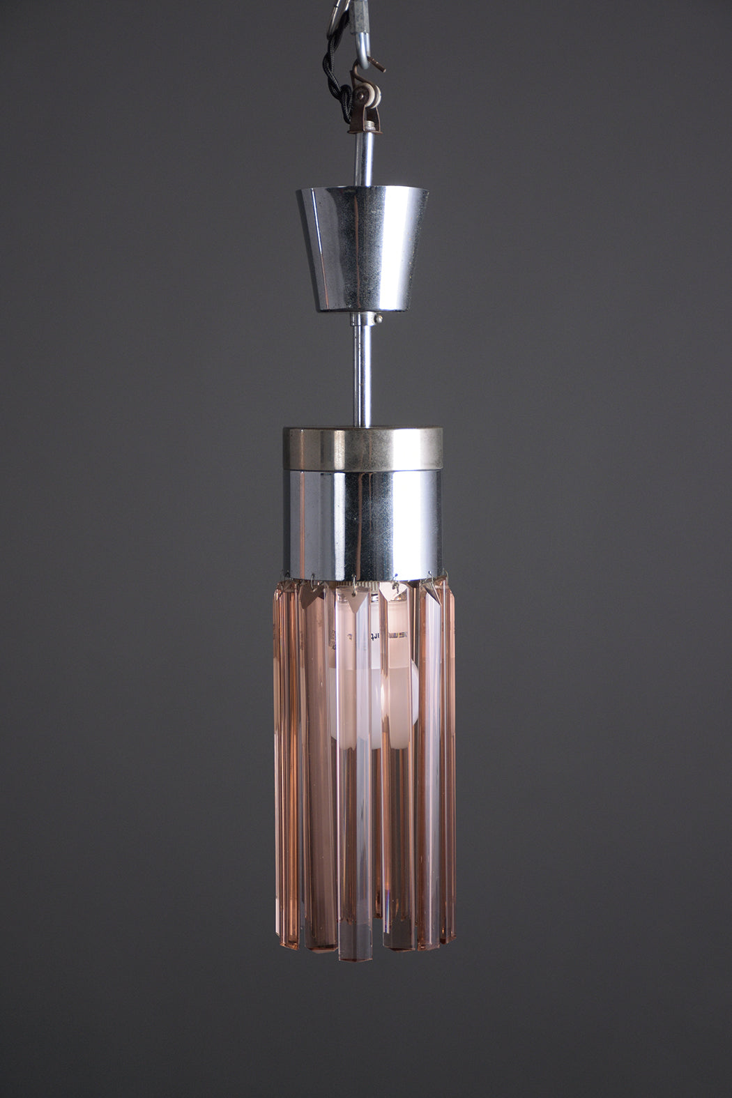 Pair of Italian Stilnovo Cristal Pendant Lamps Model No 1327