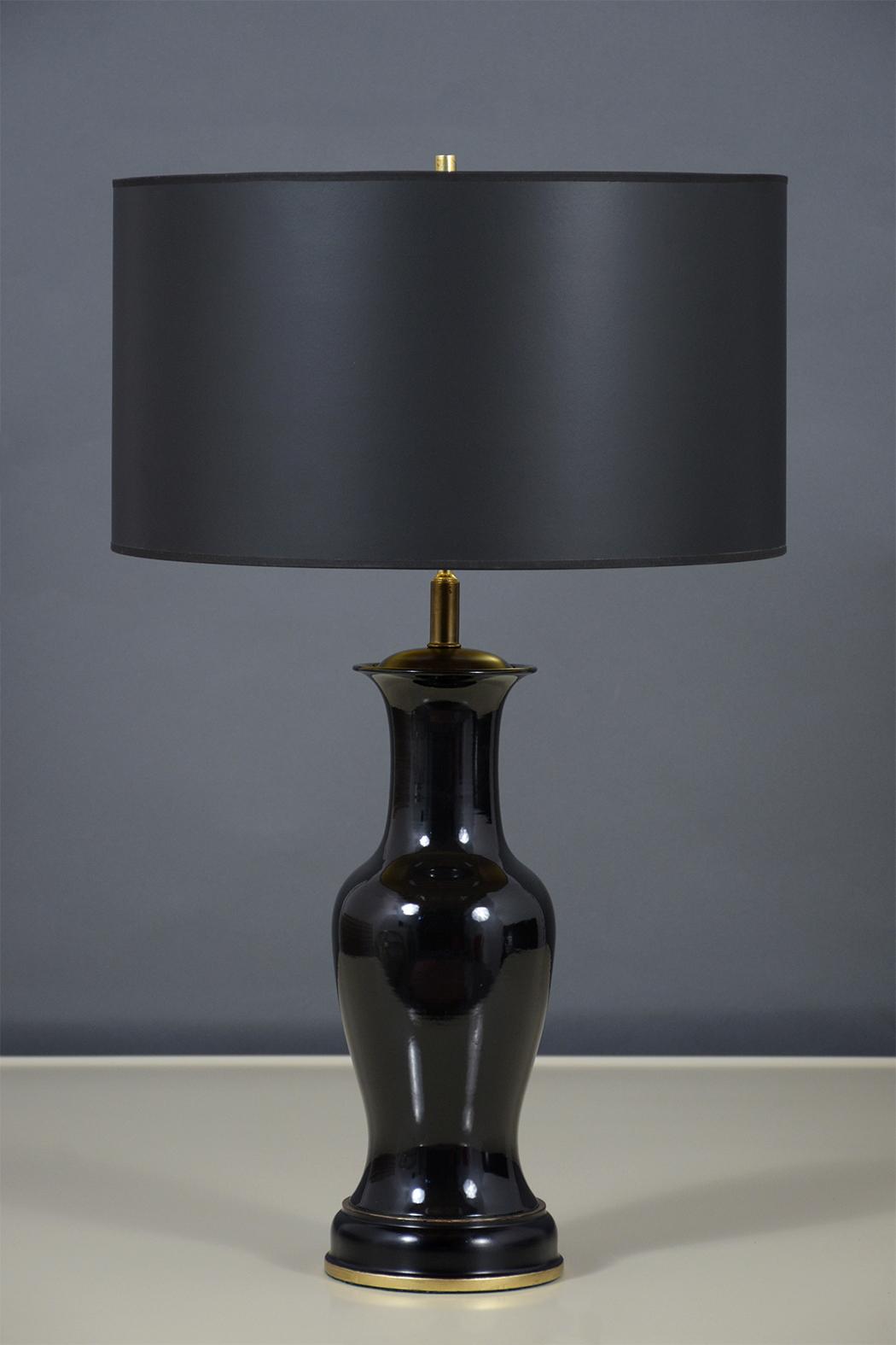 Vintage Black Porcelain Table Lamps