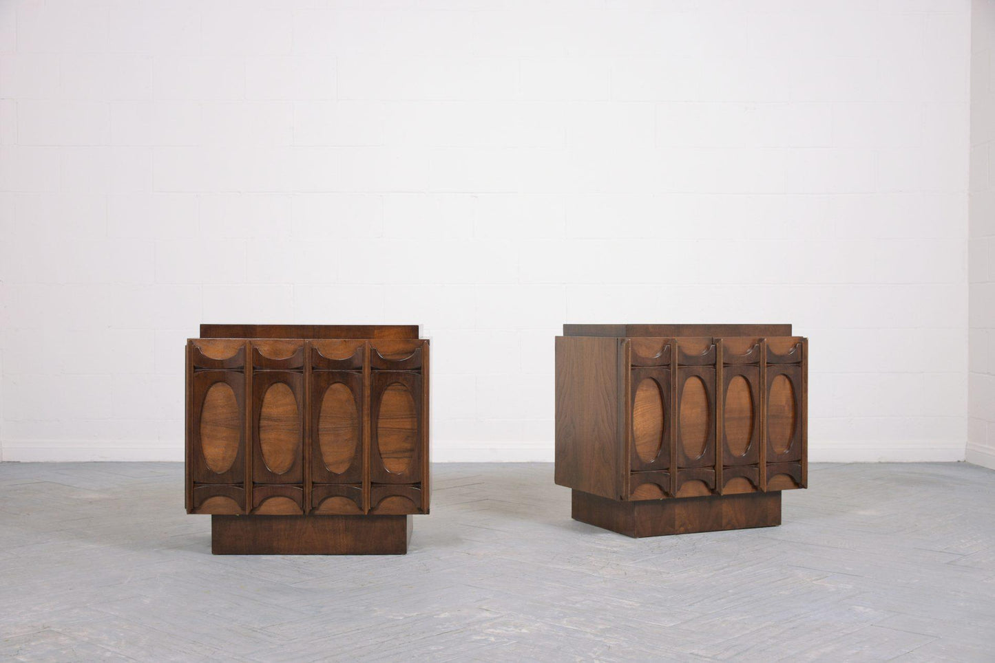 Pair of Mid-Century Carved Nightstands