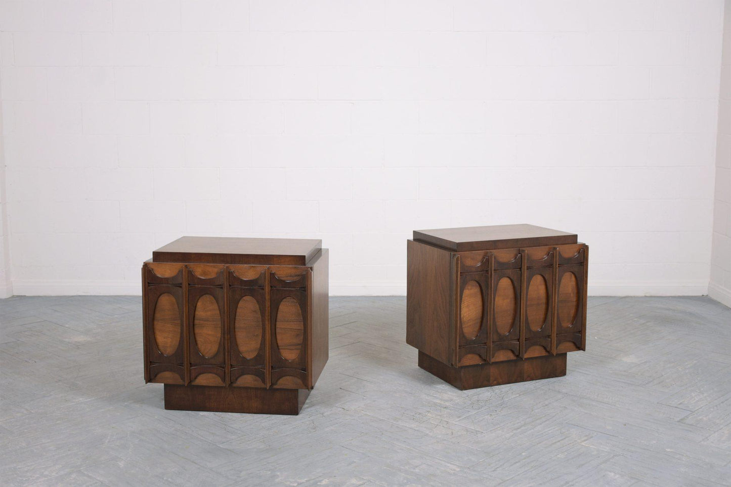 Pair of Mid-Century Carved Nightstands