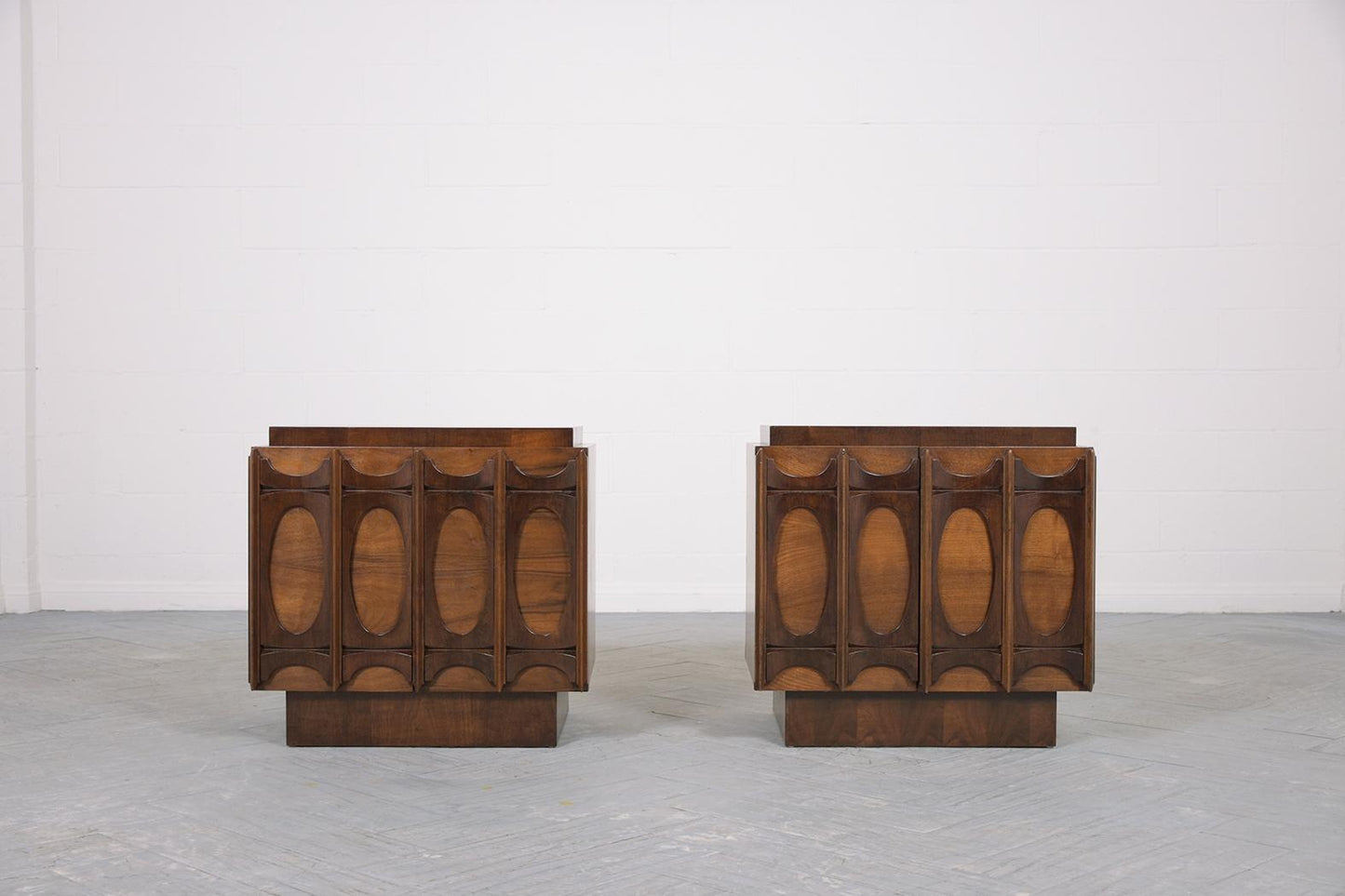 Pair of Mid-Century Carved Nightstands