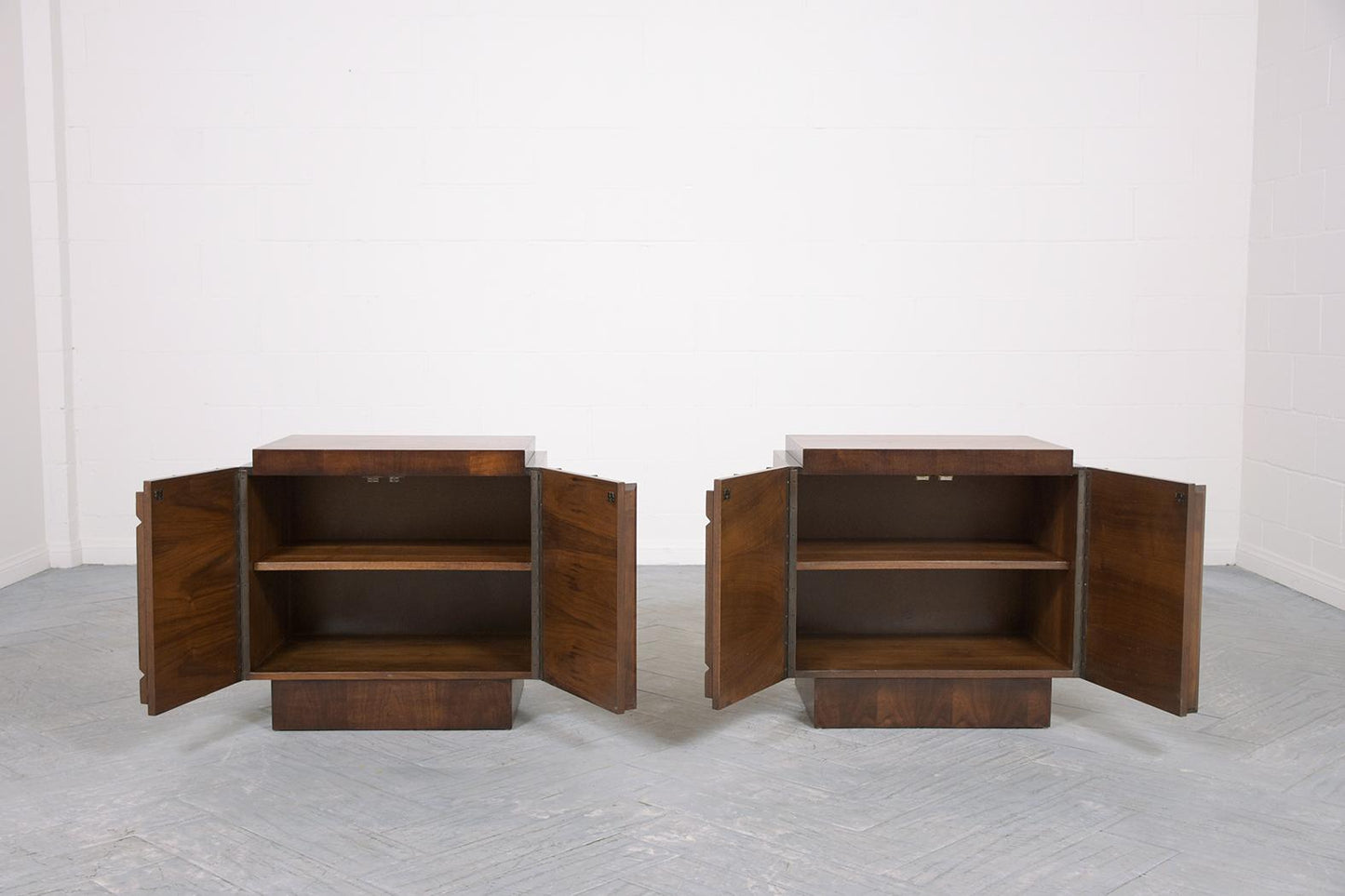 Pair of Mid-Century Carved Nightstands