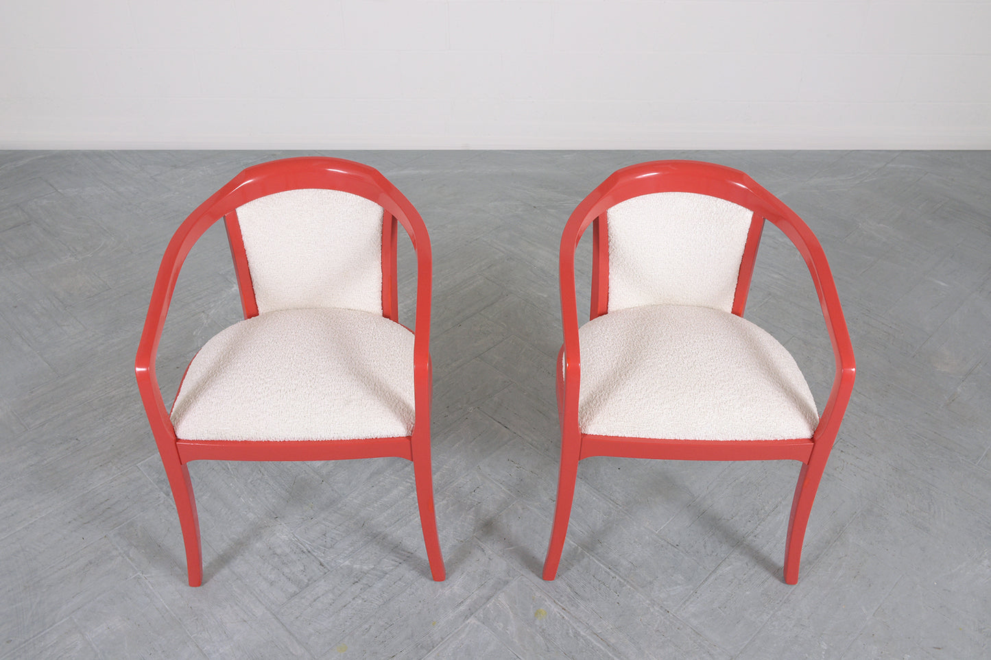 Pair of Mid-Century Upholstery Lacquered Armchairs