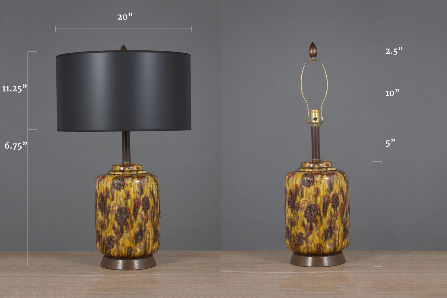 Vintage Mid-Century Glazed Ceramic Table Lamp