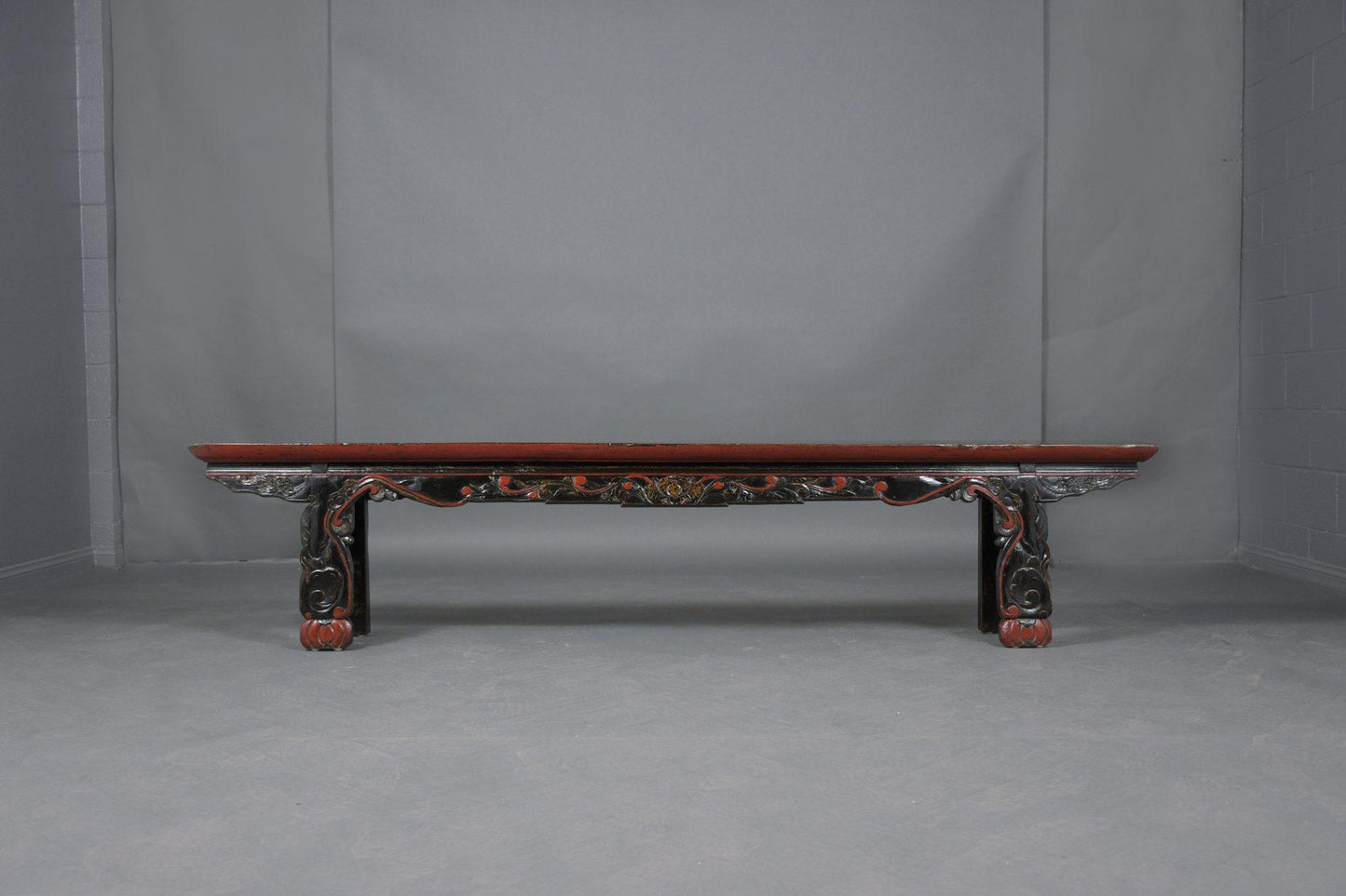 Polychrome Chinese Altar Style Bench