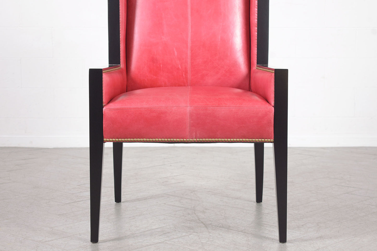 Restored Vintage Modern Red Leather Lounge Chair