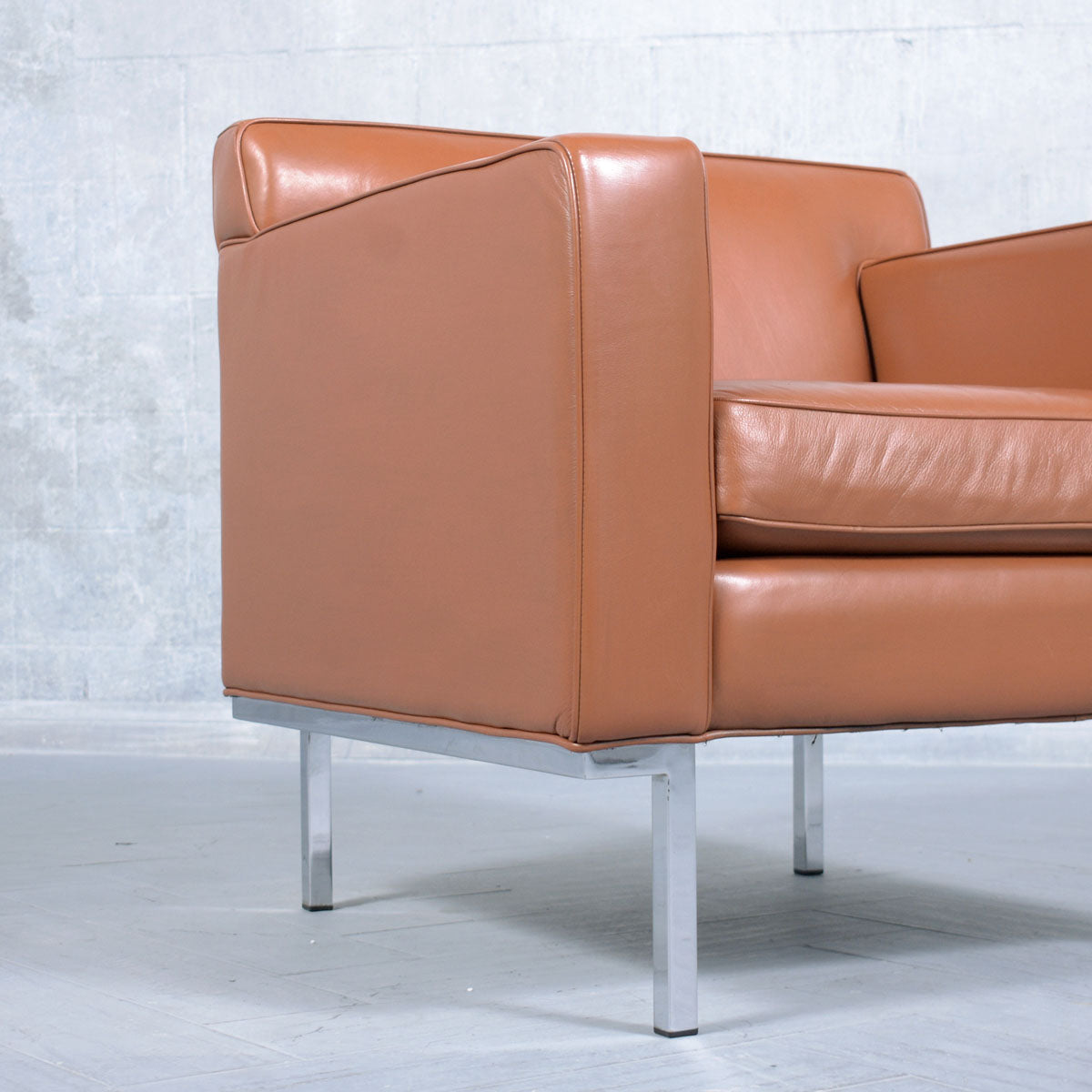 Vintage Mid-Century Modern Leather Club Lounge Armchairs