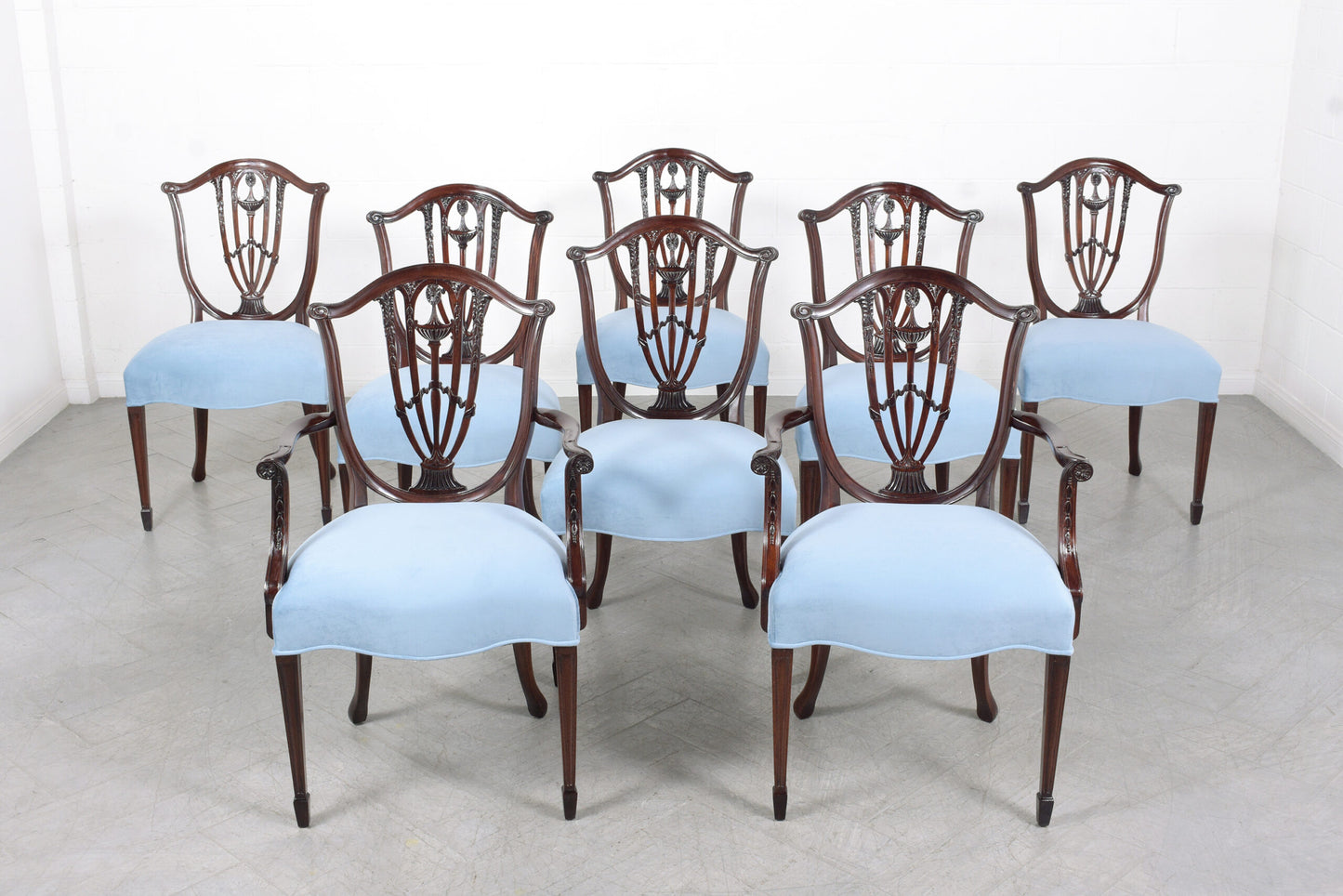 Set of Eight Mahogany Dining Room Chairs