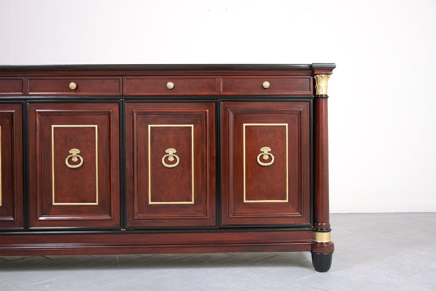 Vintage 1970s Empire Style Mahogany Lacquered Buffet