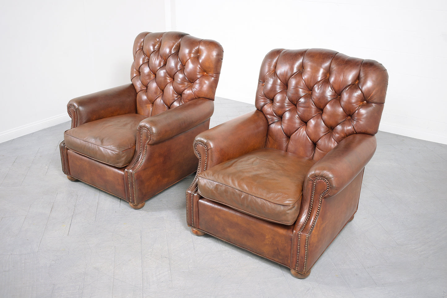 Pair of Leather Chesterfield Chairs