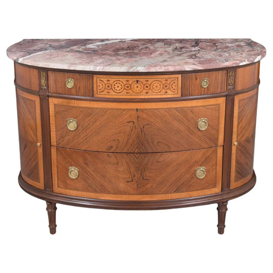 French Demilune Marble Top Commode