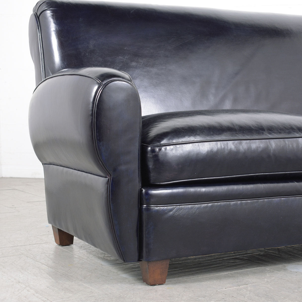 Vintage 1970s Art Deco Leather Sofa