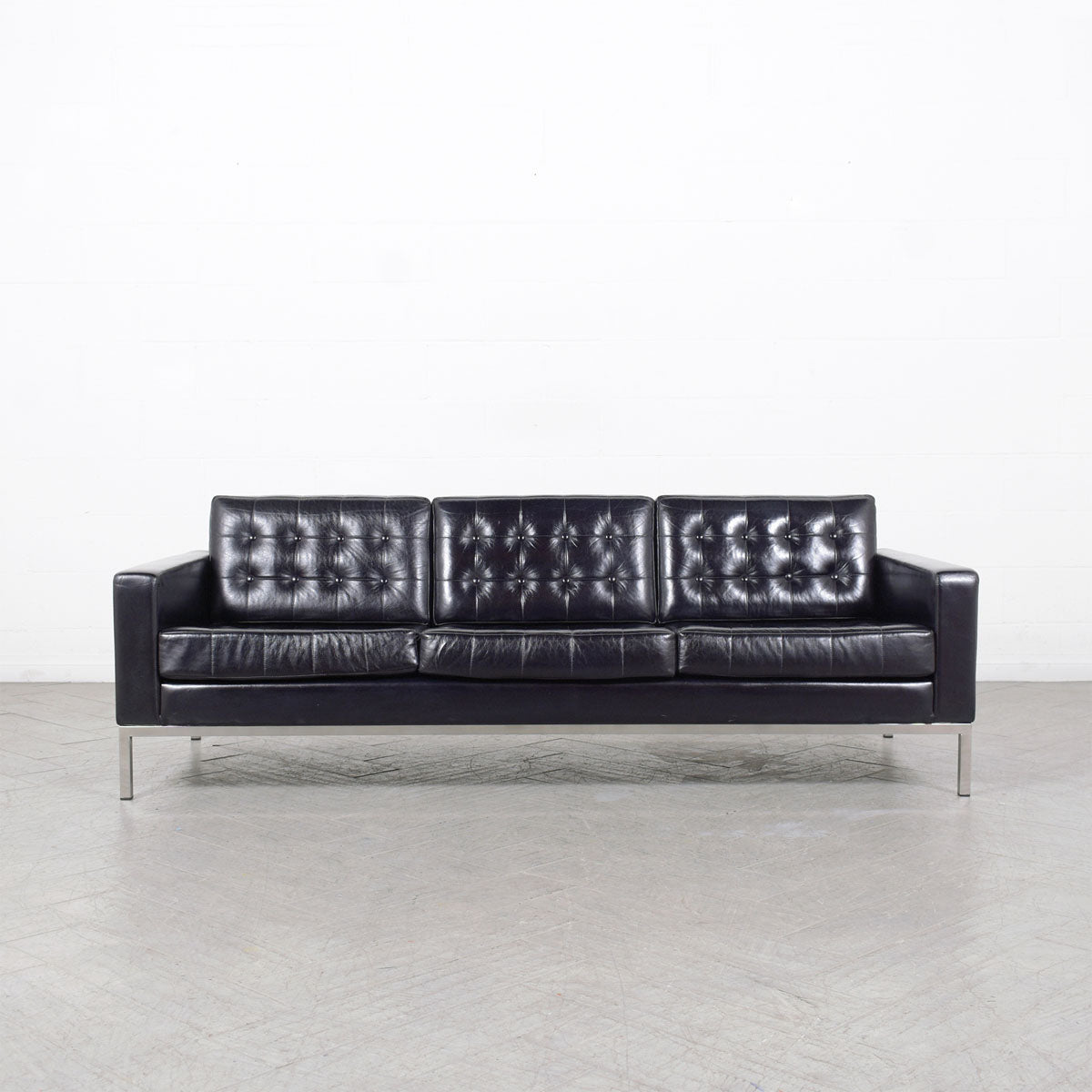Mid-Century Modern Leather Sofa