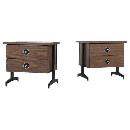 Pair of Two Drawer Mid-Century Modern Nighstands