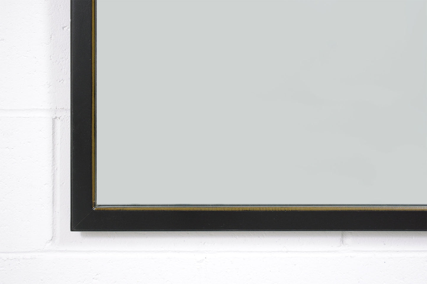 Mid-Century Wall Mirror, Black and Brass Details