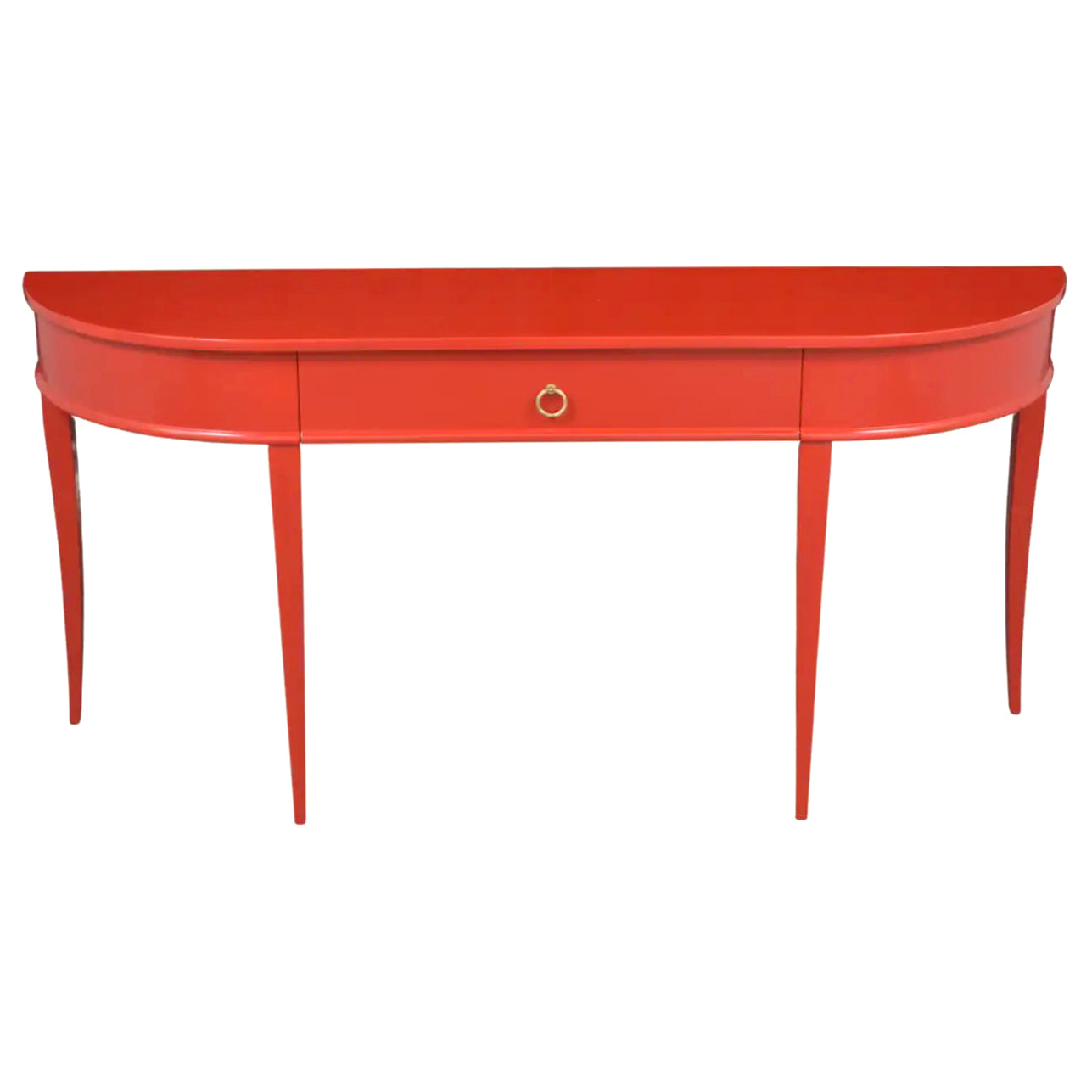 1970s Red Lacquer Mahogany Console Table